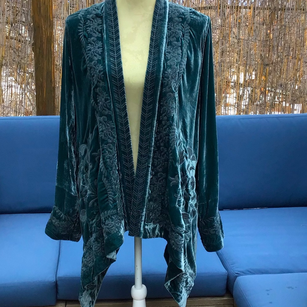 Velvet drape cardigan